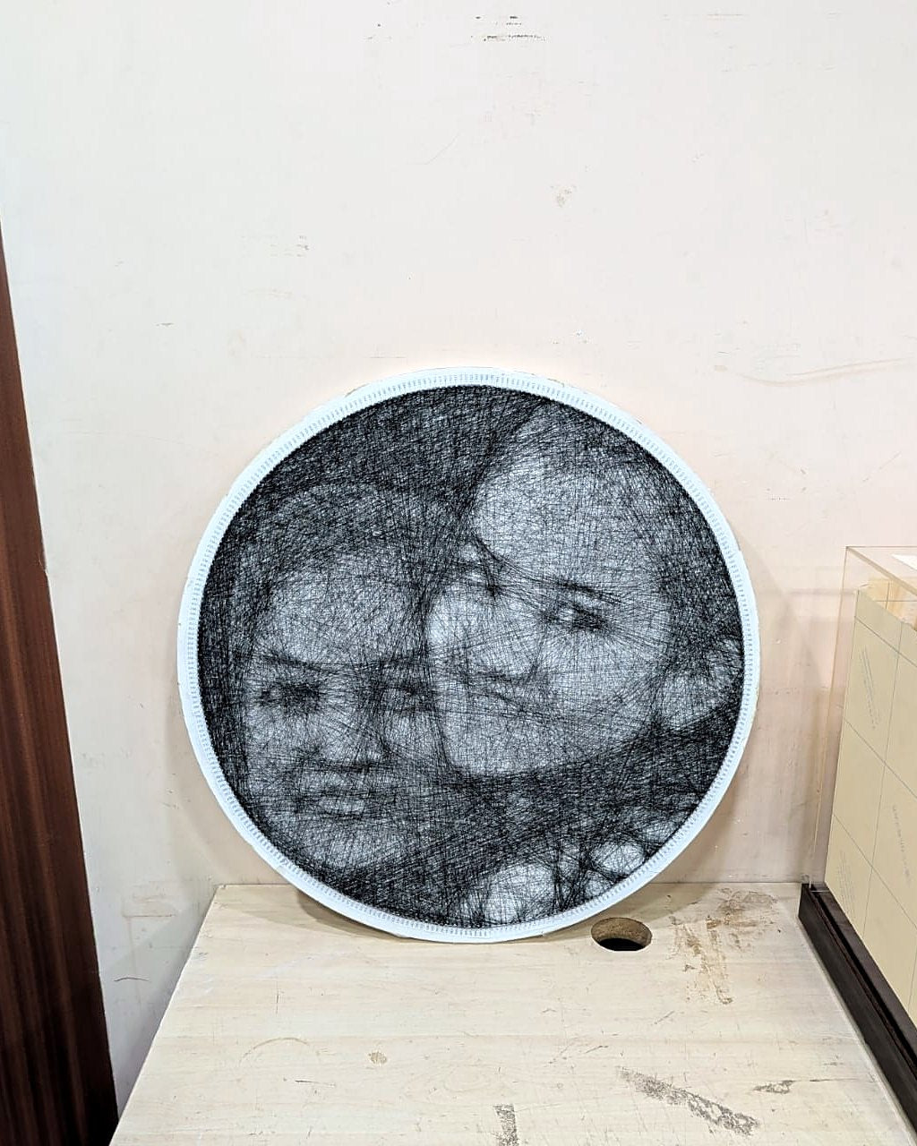 Circle thread portrait of two girls