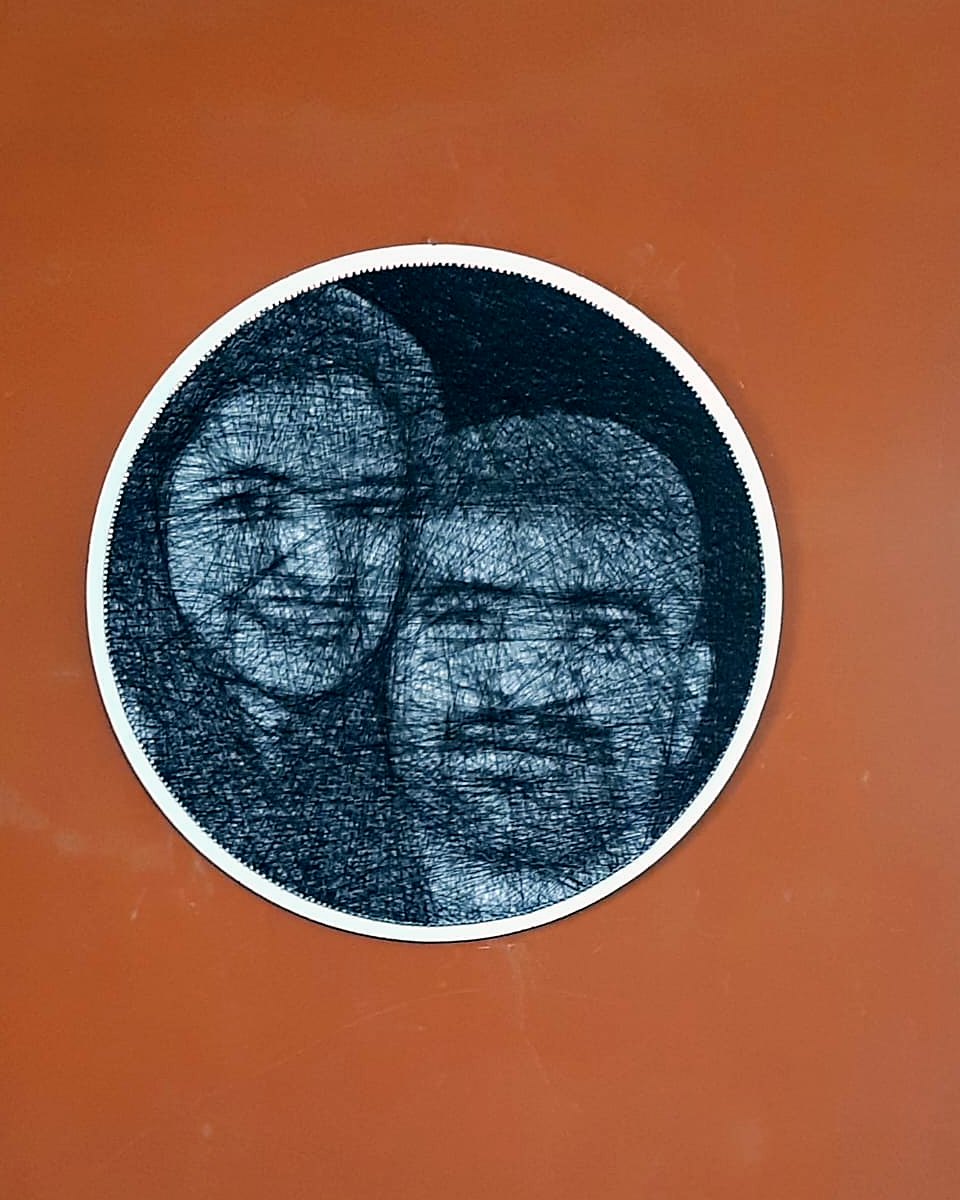 Circle thread portrait of a couple